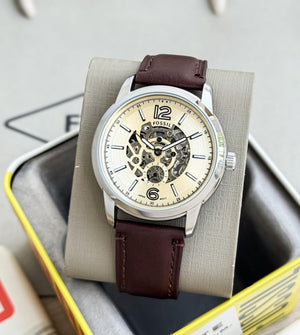 Fossil Heritage Automatic Brown Leather Watch (CREAM WASH) (2025)