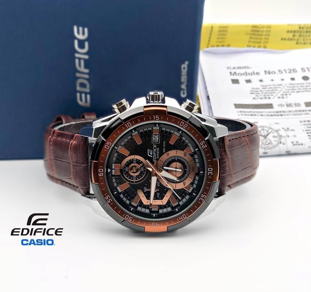 Edifice Brown Leather Watch - View 3