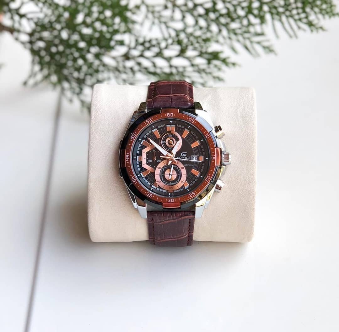 Edifice Brown Leather Watch - View 4