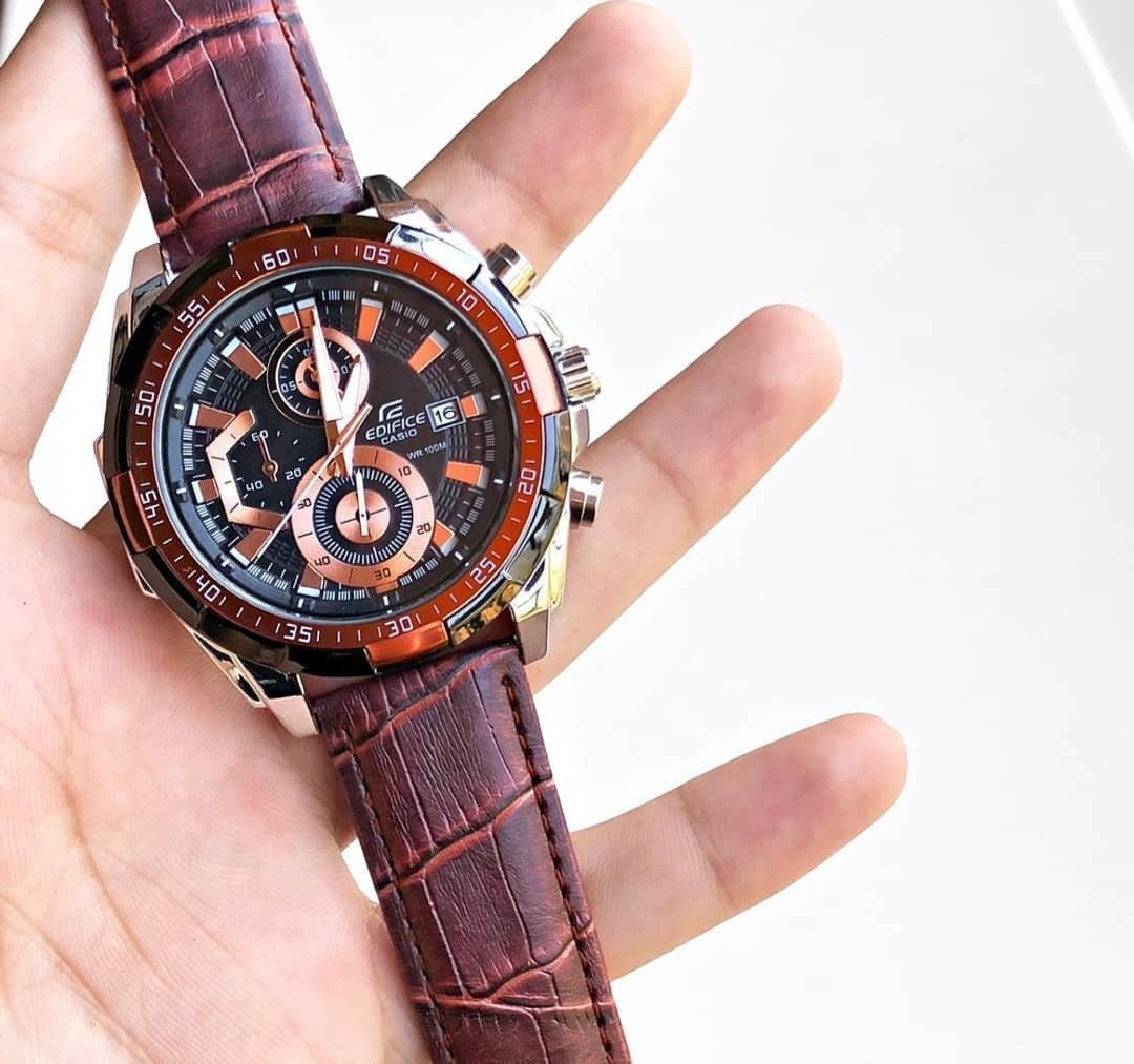 Edifice Brown Leather Watch - View 2