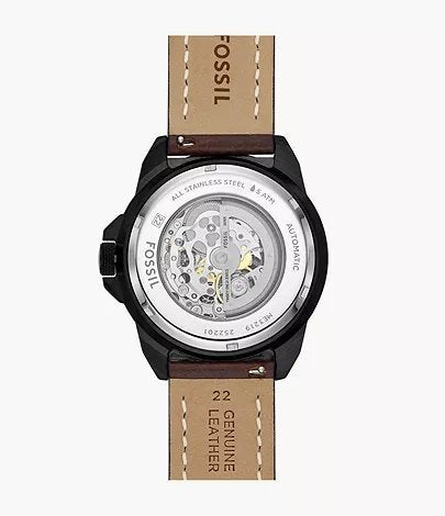 FOSSIL BRONSON AUTOMATIC (BROWN LITEHIDE) LEATHER WATCH - View 5