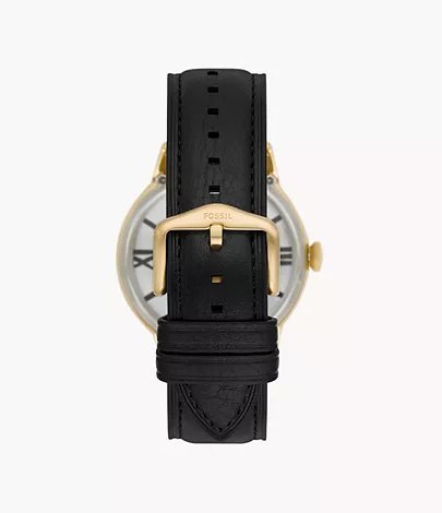 FOSSIL TOWNSMAN AUTOMATIC (BLACK/GOLDEN) AUTOMATIC LETHER WRIST WATCH - View 4