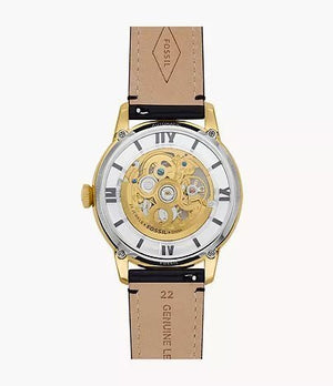 FOSSIL TOWNSMAN AUTOMATIC (BLACK/GOLDEN) AUTOMATIC LETHER WRIST WATCH