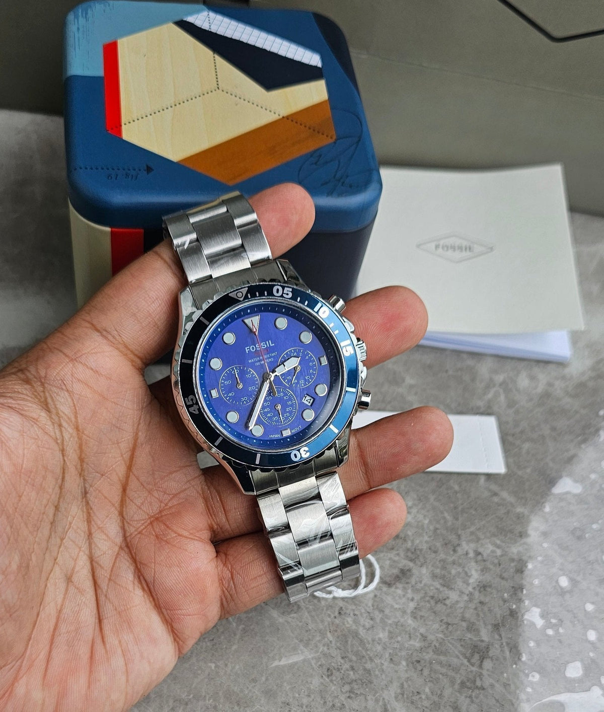 Fossil Fb 03 silver Blue Metal Watch - View 2