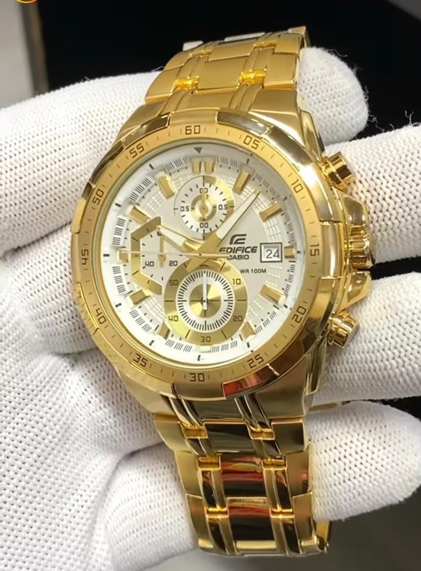 Edifice Gold White Metal Watch - View 3