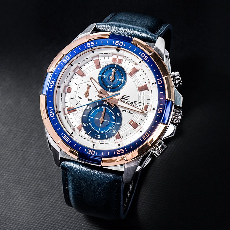 Edifice Blue Leather Watch - View 5