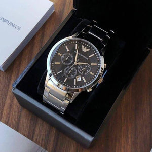 Armani Ar2453 Silver Black Dial Metal