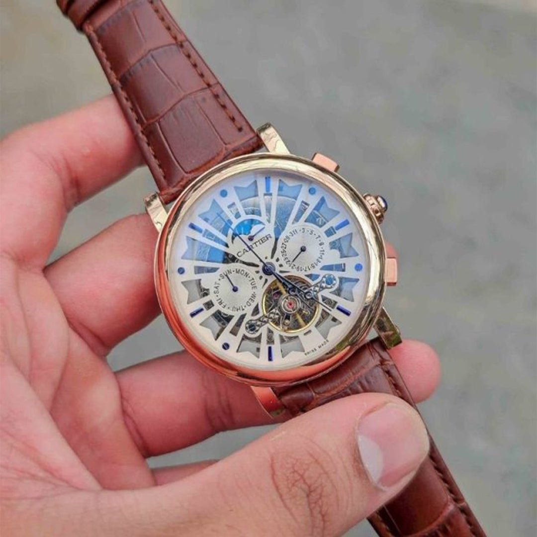 Cartier Leather Brown Automatic Watch C - View 2