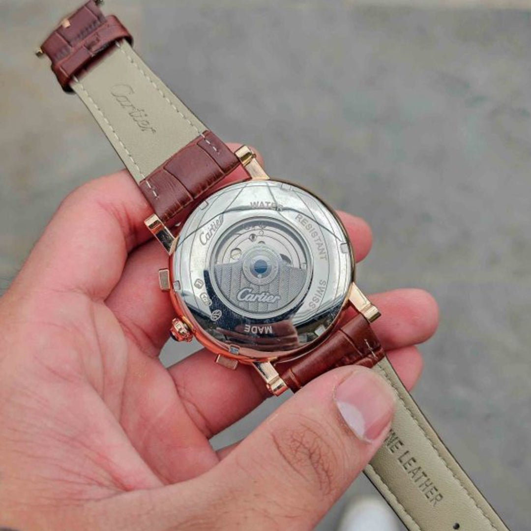 Cartier Leather Brown Automatic Watch C - View 4