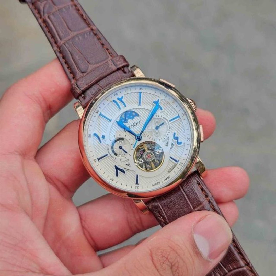 Cartier Leather Brown Automatic Watch D - View 2
