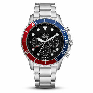 Fossil Fb 03 Silver Red Metal Watch