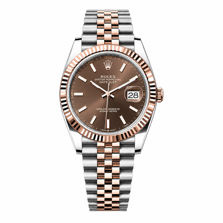Rolex Date just 41 Two-Toned Rose Gold Stainless Steel Brown Dial by Rolex - Watch Corner