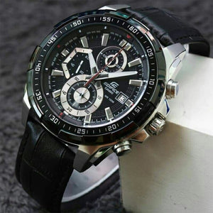 Edifice Black Leather Watch