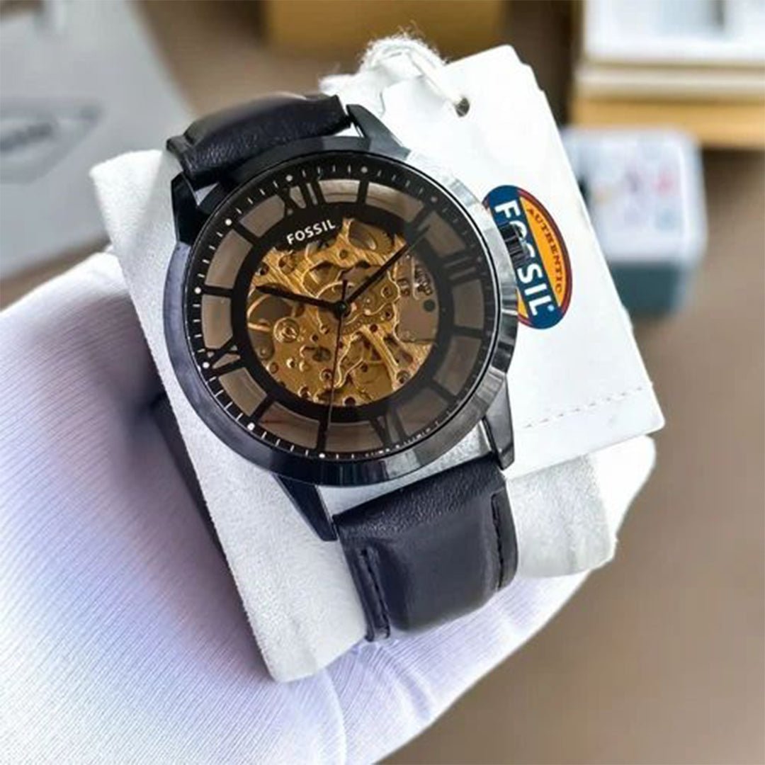 Fossil Brown Leather Automatic Watch - View 3