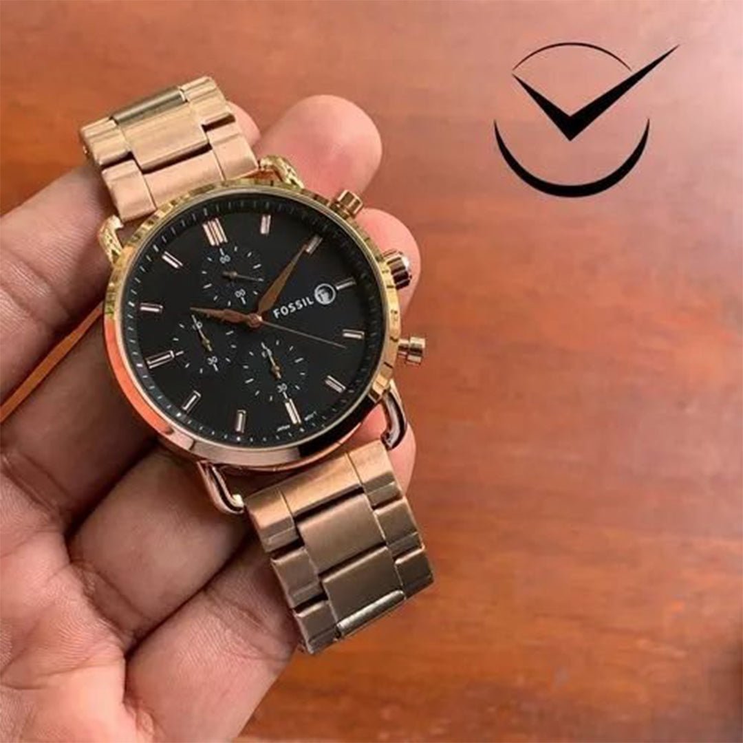 Fossil Rose Gold Black Metal Watch - View 3