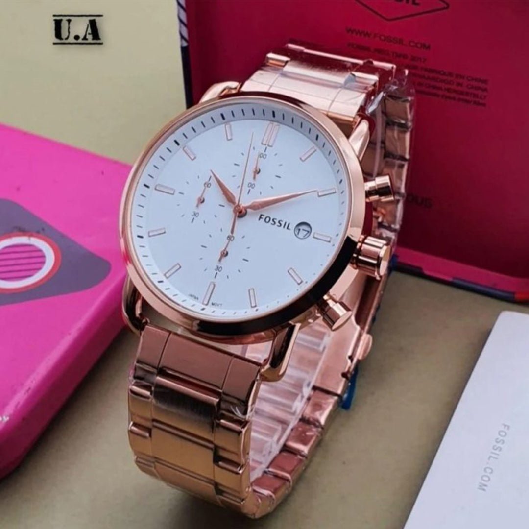 Fossil Rose Gold White Metal Watch - View 3