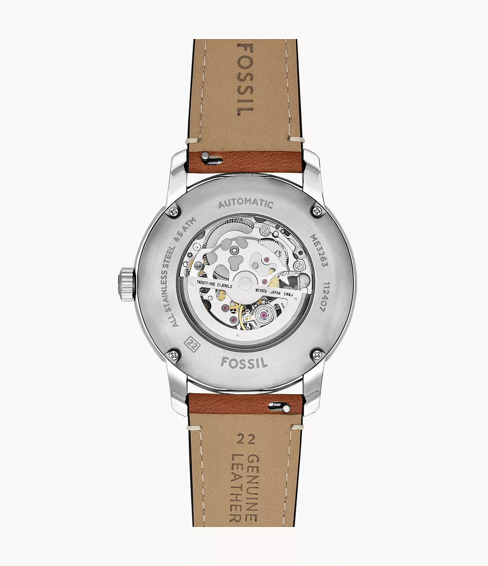 Fossil Heritage Automatic Brown Leather Watch (BLUE) 2025 - View 2