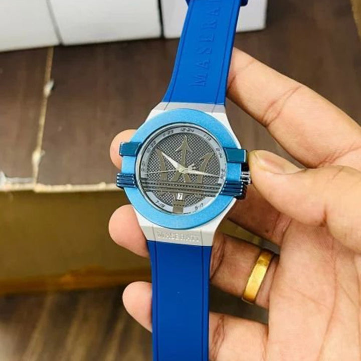 Maserati Blue Silver Leather Watch by Maserati - Watch Corner