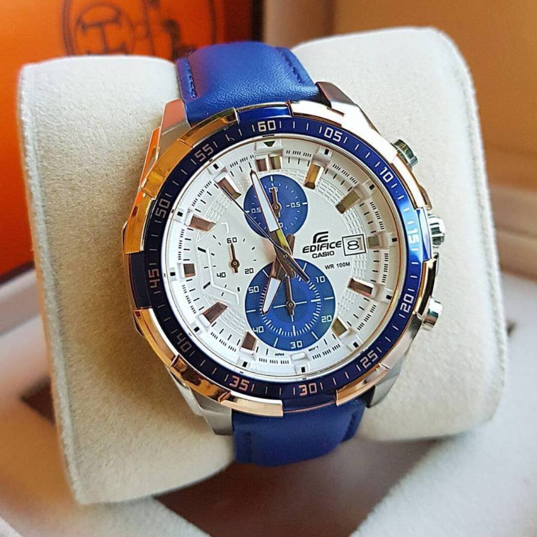 Edifice Blue Leather Watch - View 3