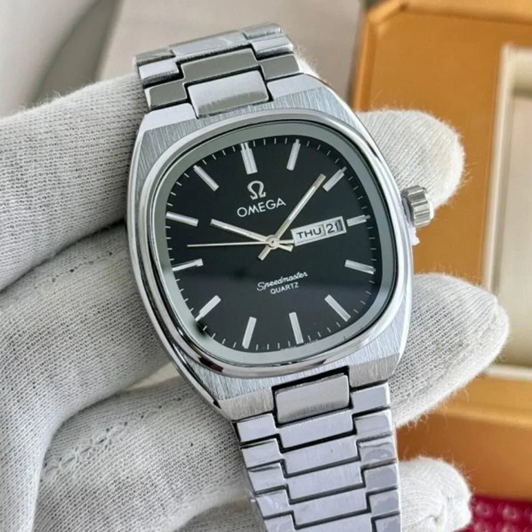 Omega Speedmaster Slim Silver Black Metal Watch - View 2