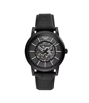 Armani Black Leather Automatic Watch