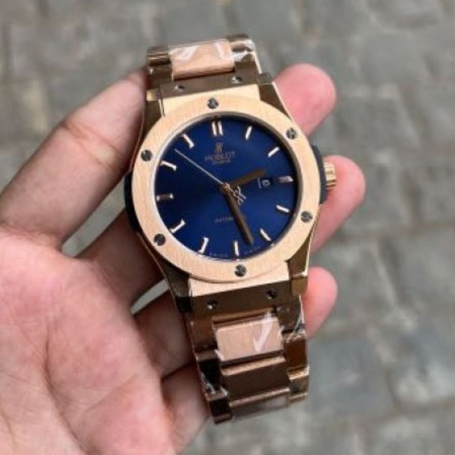Hublot Automatic Japanese Machine watch (Golden with Royal Blue Dial) - View 2