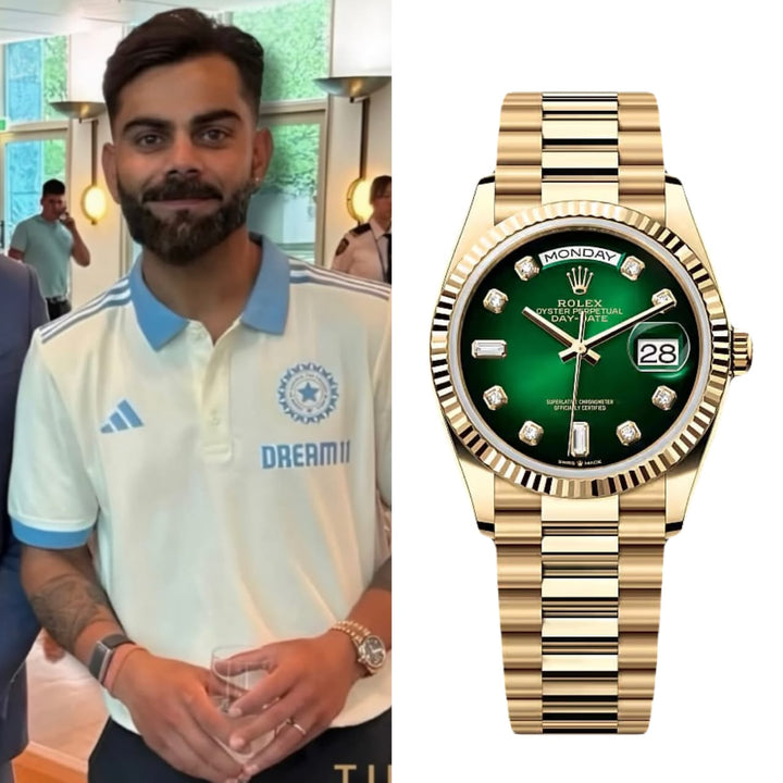 Rolex Oyster Perpetual Day Date Diamond GOLD-Green (Virat Kohli) by Rolex - Watch Corner