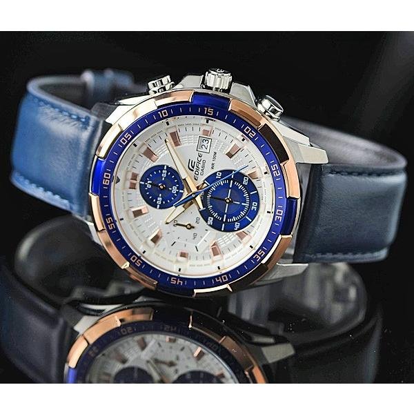 Edifice Blue Leather Watch - View 4