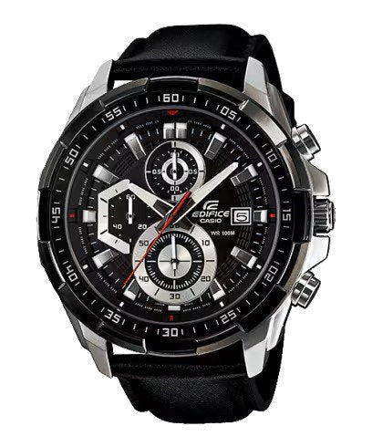 Edifice Black Leather Watch - View 2