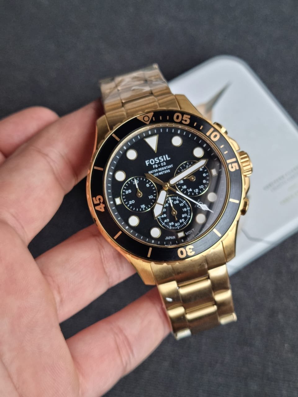 Fossil Fb 03 Gold Metal Watch - View 3